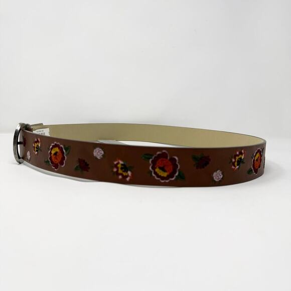 Time and Tru Brown Floral Embroidered Vegan Leather Belt Boho Women's Plus Sz 2X - Picture 5 of 12